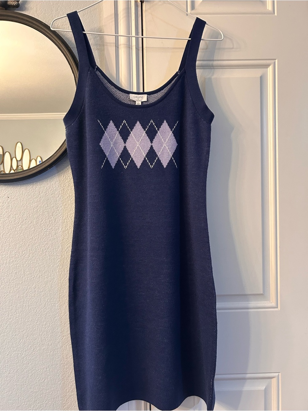 Cabana by Crown & Ivy Sleeveless Navy Argyle Knit Dress